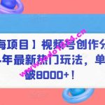 【蓝海项目】视频号创作分成计划，24年最新热门玩法，单天收益破8000+！【揭秘】