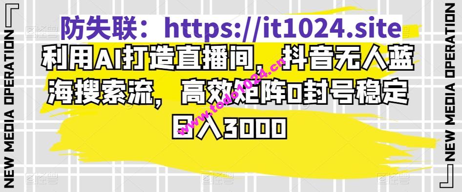 利用AI打造直播间，抖音无人蓝海搜索流，高效矩阵0封号稳定日入3000