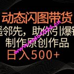 动态闪图带货，遥遥领先，冷门玩法，助你轻松引爆销量，日赚500+【揭秘】