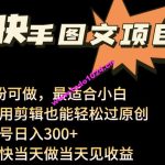 24年最新快手图文带货项目，零粉可做，不用剪辑轻松过原创单号轻松日入300+【揭秘】