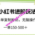 小红书进阶玩法，一单150-500+，简单复制粘贴，小白也能轻松上手【揭秘】