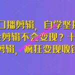 博主口播剪辑，自学坚持不下去？会剪辑不会变现？十天学会剪辑，疯狂变现收钱!