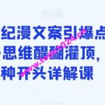 影视综纪漫文案引爆点，给你打开思维醍醐灌顶，255种开头详解课