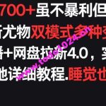 每天稳定700+，收益不高但贵在真实，创新尤物双模式多渠种变现，快手无人挂播+网盘拉新4.0【揭秘】