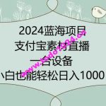 2024年蓝海项目，支付宝素材直播，无需出境，小白也能日入1000+ ，实操教程【揭秘】