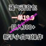 0成本卖骚气语音包，一单19.9.日入300+【揭秘】