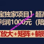 【淘宝独家项目】超高利润：每单利润1000元【揭秘】