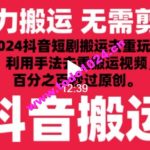 2024最新抖音搬运技术，抖音短剧视频去重，手法搬运，利用工具去重，达到秒过原创的效果【揭秘】