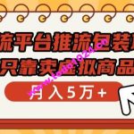 主流平台推流包装项目，只靠卖虚拟商品月入5万+【揭秘】