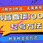 抖音直播100%起号方法 0粉丝0作品当天破千人在线 多种变现方式【揭秘】