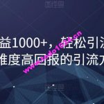 单日收益1000+，轻松引流500，零难度高回报的引流方法【揭秘】