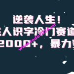 逆袭人生！成人识字冷门赛道，日入2000+，      变现！【揭秘】