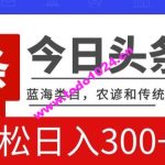 AI头条传统和农谚领域，蓝海类目，搬运+AI优化，轻松日入300+【揭秘】