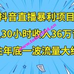 抖音直播暴利项目，有人30小时收入36万音浪，公司宣传片年会视频制作，抓住年底一波流量大红利【揭秘】