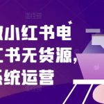 零基础做小红书电商，小红书无货源，小红书系统运营