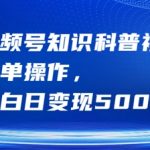 视频号知识科普视频，简单操作，小白日变现500+【揭秘】