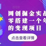 网创掘金实战营，从零搭建一个年入百万的变现项目（持续更新）