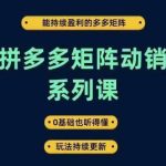 拼多多矩阵动销系列课，能持续盈利的多多矩阵，0基础也听得懂，玩法持续更新