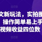 小说推文新玩法，实拍图片+小说文案，操作简单易上手，单条视频收益四位数