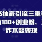 小红书独家引流三重奏，当天引流100+创业粉，流量爆炸不愁变现【揭秘】