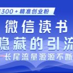 微信读书，一个隐藏的引流宝地，不为人知的小众打法，日引流300+精准创业粉，长尾流量源源不断