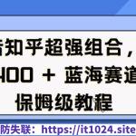 抖音知乎超强组合，日入4张， 蓝海赛道，保姆级教程