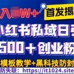 首发揭秘小红书私域日引500+创业粉四大模板，月入过W+全程干货!没有废话!保姆教程!