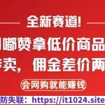 全新赛道，利用嘟赞拿低价商品，然后去闲鱼转卖佣金，差价两边赚，会网购就能挣钱