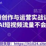 AI短视频创作与运营实战课程，布局Al短视频流量不会停