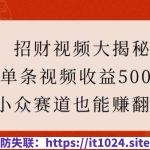 招财视频大揭秘：单条视频收益500+，小众赛道也能挣翻天!