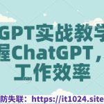 ChatGPT实战教学，快速掌握ChatGPT，提高工作效率